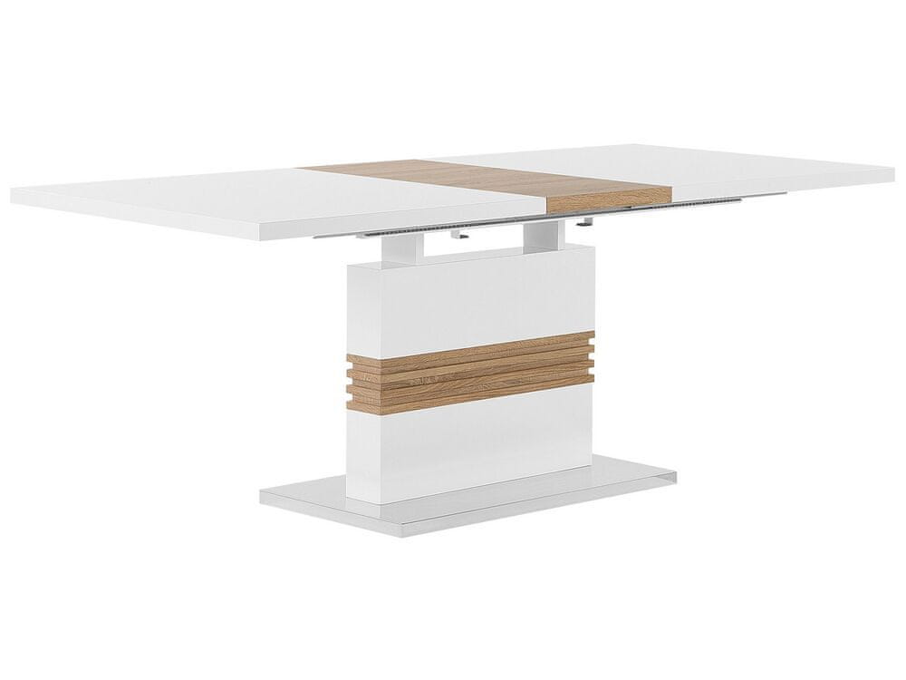 Beliani Rozkladací jedálenský stôl 160/200 x 90 cm biela/svetlé drevo SANTANA